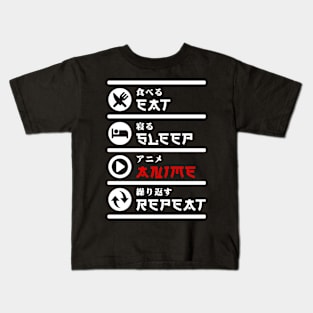 EAT SLEEP ANIME REPEAT Kids T-Shirt